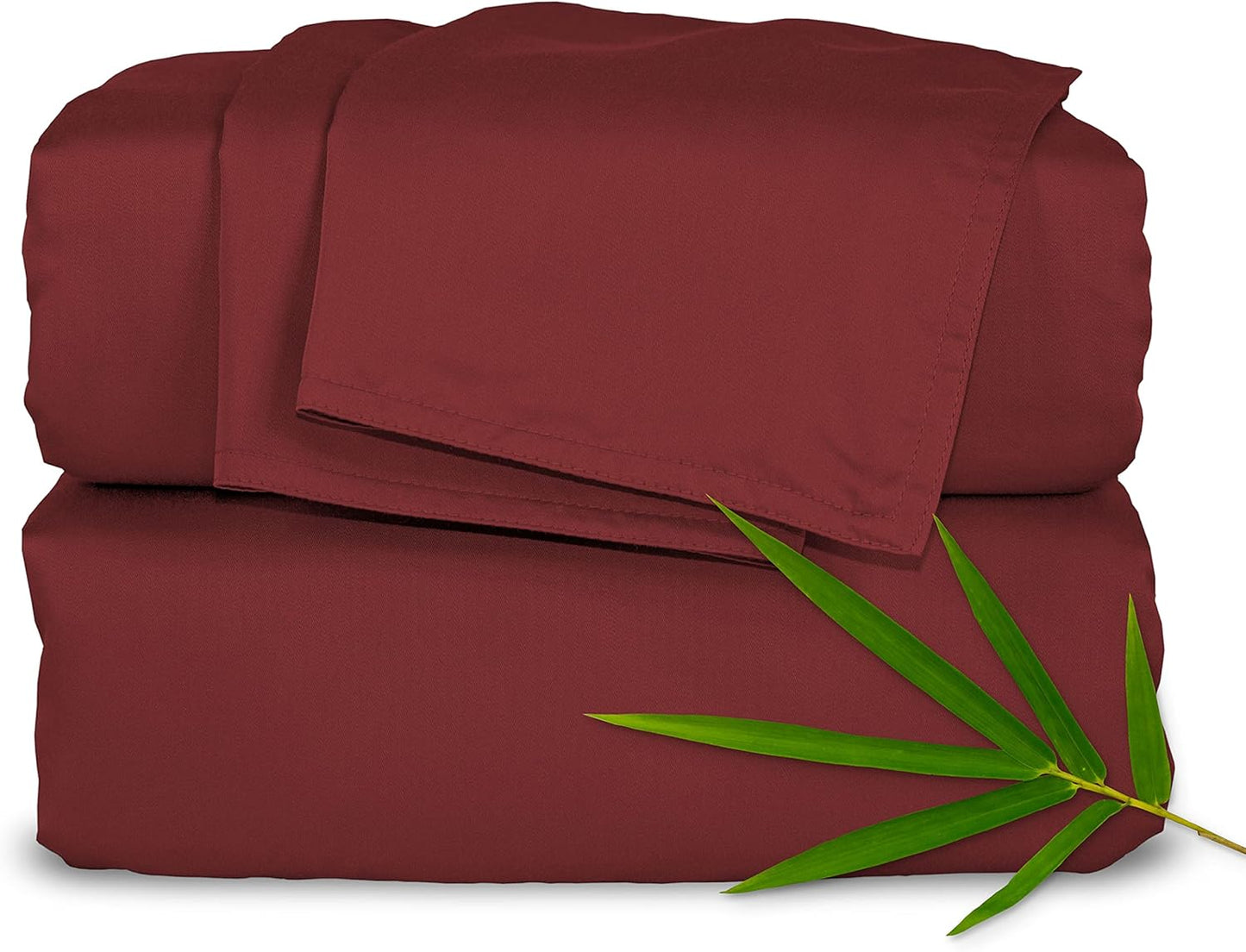 Pure Bamboo Queen Sheets - Luxuriously Soft 100% Organic Viscose Bed Sheet Set | Cooling & Durable (Queen, Merlot)