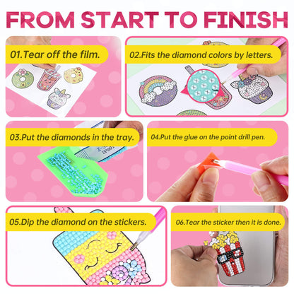 Cymbana Diamond Painting Kits for Kids 20 Pcs Desserts Contains Cupcake, Donut, Ice-Cream, Popcorn, Cookies