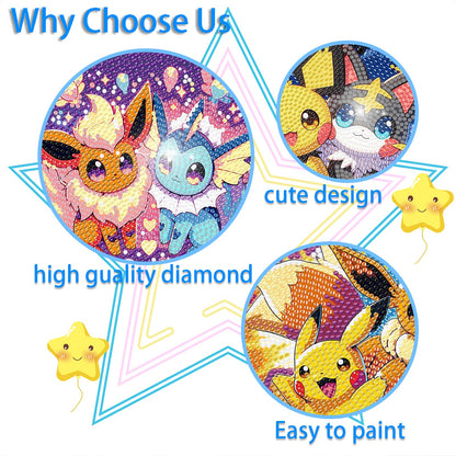LWZAYS 4 Pack 5D Cartoon Diamond Painting Kits for Kids Beginners, Diamond Art Kit for Kids Ages 8-12, Mosaic DIY Full Round Drill Big Gem Art for Kid, Home Wall Decoration 6X6 inch