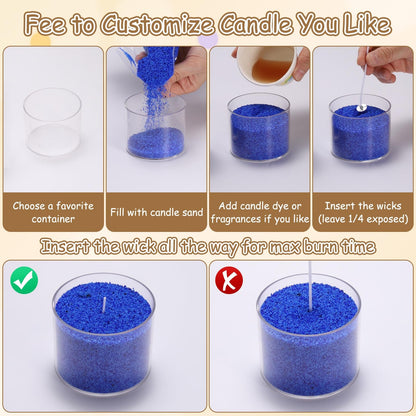 MECCANIXITY Pearled Sand Candles with 30 Pcs Wicks 14Oz / 400g Candle Beads Refillable Powder Sand Wax Making Kit for Thanksgiving Christmas Wedding Party DIY Home Crafts, Gray
