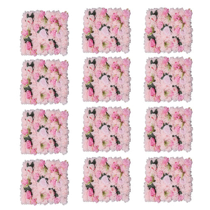 12pcs Silk Flower Wall Panel 60x40cm - Perfect for Indoor/Outdoor Wedding, Party Decor, Floral Backdrop, Home, Garden Privacy Screen, Artificial Flower Mat Light Pink