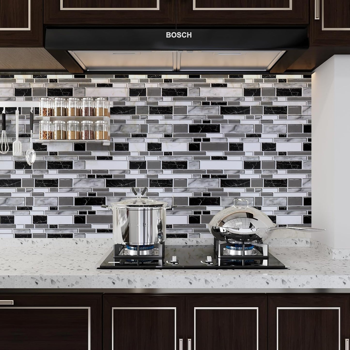 Livebor Peel and Stick Kitchen Wallpaper Backsplash Wall Paper for Kitchen 11.8inch x 78.7inch Backsplash Tiles Wallpaper Peel and Stick Waterproof Countertop Contact Paper for Bathroom Cabinet
