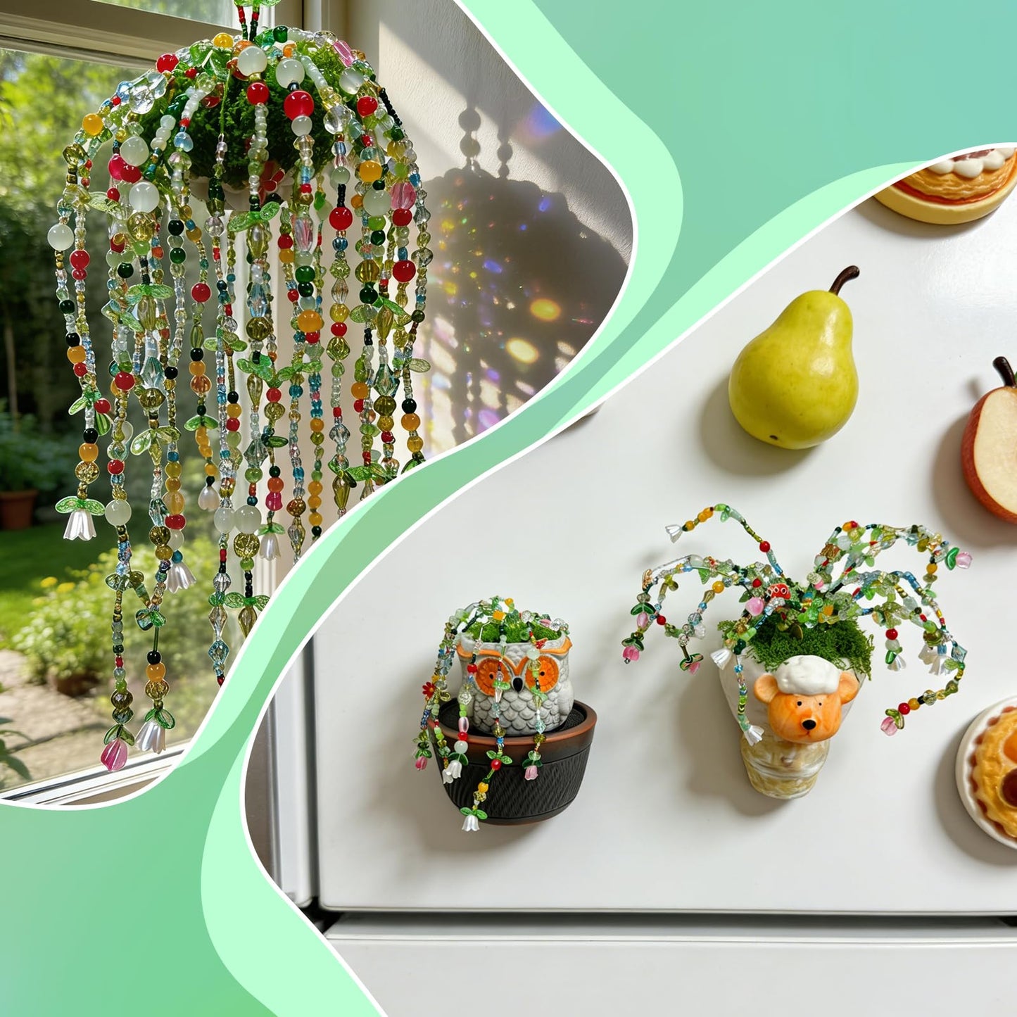 YLINKZORMA Green Glass Beaded Plant Kit, Forever Plant Beads Jewelry Making with Flower, Leaf, Crystal, Beaded Plant Crafting & DIY Handicrafts, Gift for Plants Enthusiasts