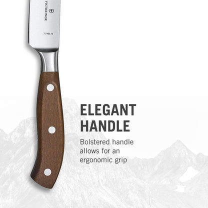 Victorinox Grand Maitre Forged Chef's Knife - Sharp Kitchen Knife for Cutting Herbs, Vegetables & Meat - Premium Kitchen Accessory - Wood Handle, 6"