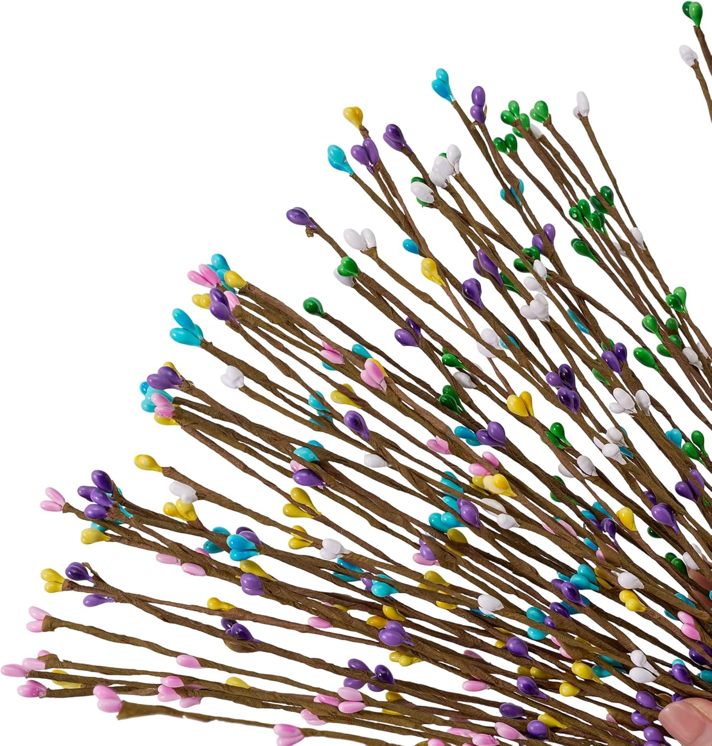60 Pcs Easter Garland Parts Artificial Floral Picks Berry Stems Spring Pip Berry Sprays Pastel Picks Stems for Easter