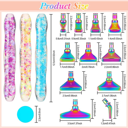 Geyoga 22 Pcs Luminous Painting Pen Kit DIY Art Accessories and Tools Painting Metal Pen Tips Rhinestone Picker Tool with Tips and Wax Paint-by-Number Kits for Adults