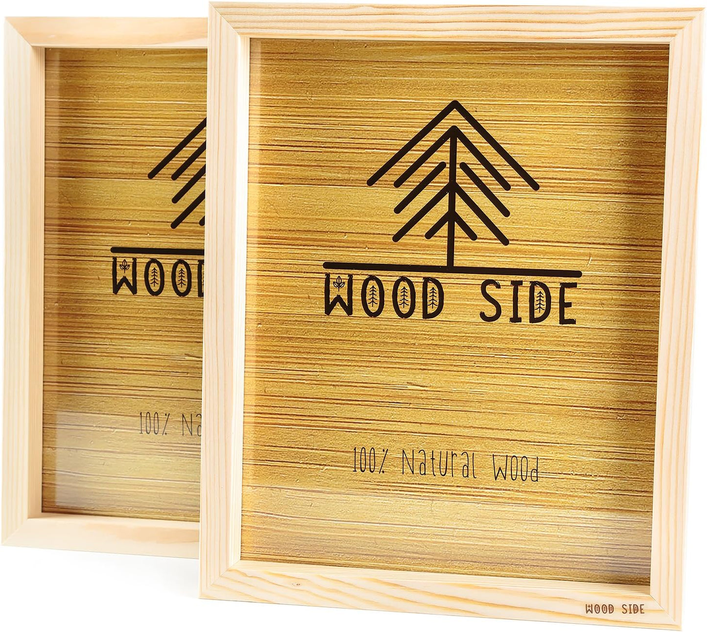 Wooden Picture Frames 8x10 Inch Set of 2, 100% Eco Unfinished Wood with Real Glass