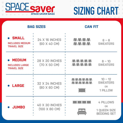 Spacesaver Vacuum Storage Bags, Variety 15-Pack, Save 80% on Clothes Storage Space, Compression Seal for Closet Storage