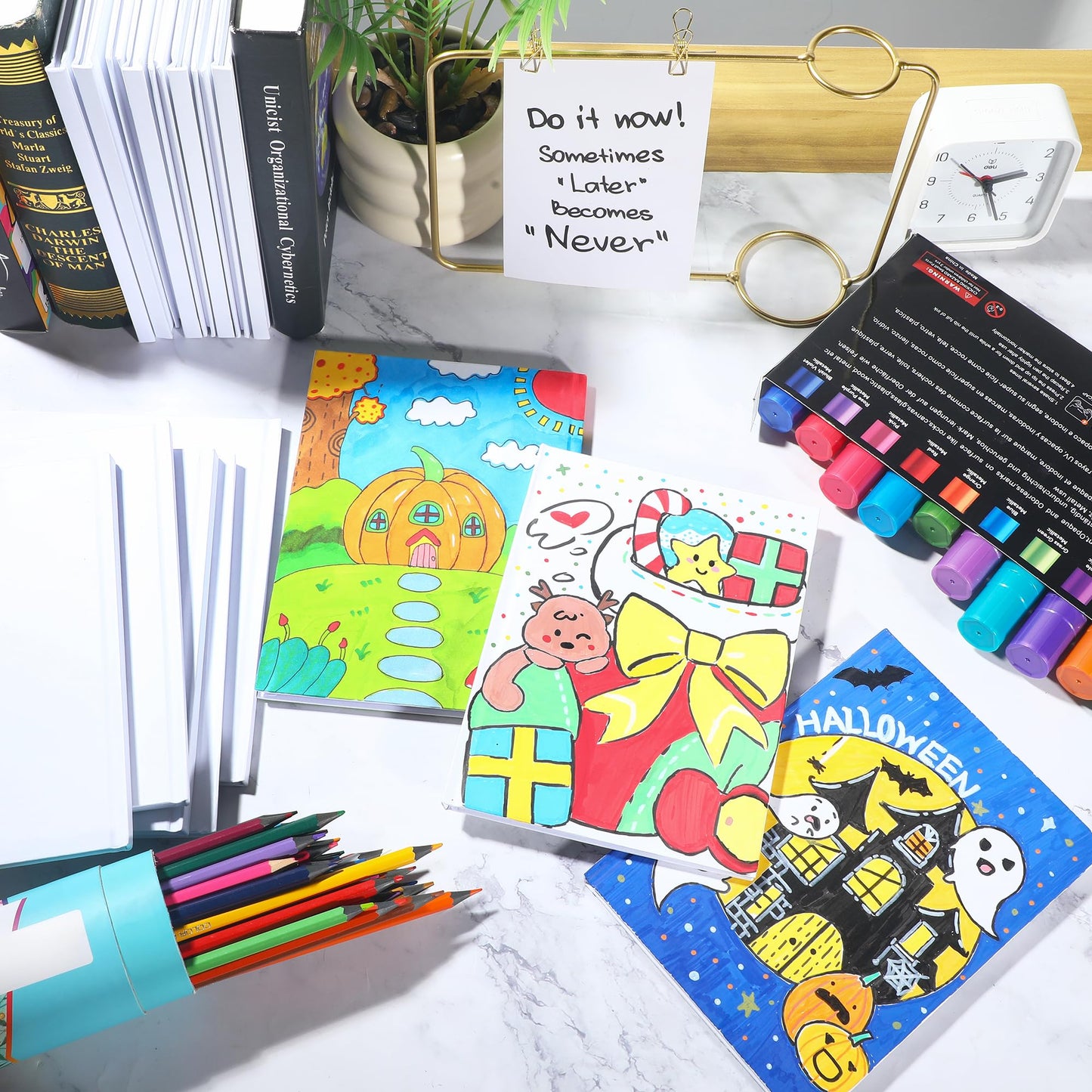 miikoul 12 Pack Hardcover Blank Book,100GSM White Blank Books for Kids to Write Stories,40 Pages 6x8 Inch Blank Page Journal Make Your Own Book Ideal for Teens Reading Writing Drawing Guestbook