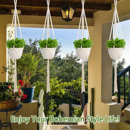 petonfun Macrame Plant Hangers Indoor Macrame,4 Pack Hanging Planter Holder for Window,Ceiling Crochet Handmade Boho Home Decor Set for Hanging Plants Basket Pot,Ivory
