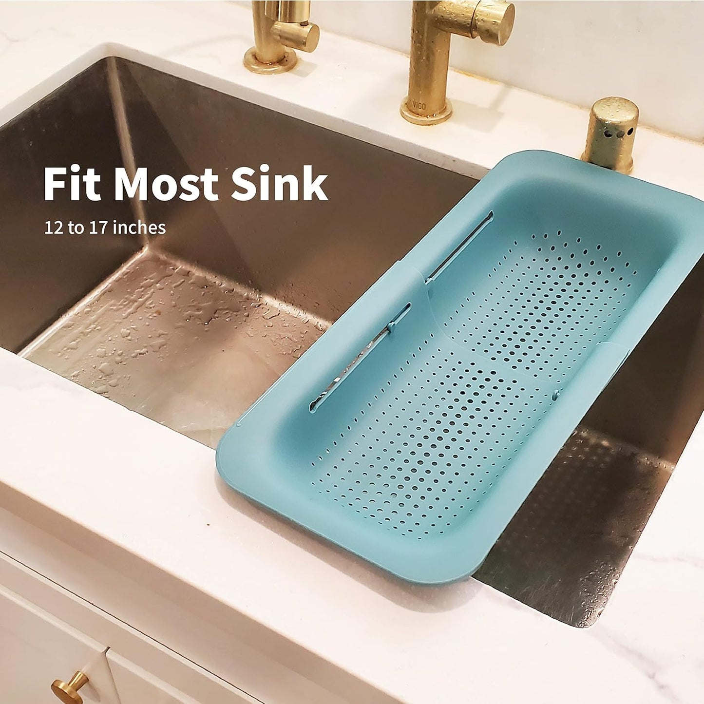 Makerstep Over the Sink Colander Strainer Basket, Expandable Wash, Drain, and Dry, Multifunctional Kitchen Gadget