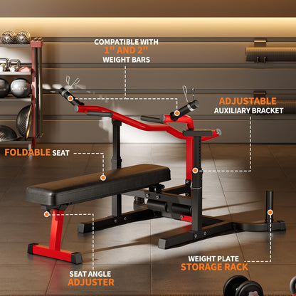 Chest Press Machine, 1250LBS Multi-Functional Adjustable Bench Press Machine with Independent Converging Arms, Flat Incline Bench for Chest, Shoulder, AB Workouts Home Gym Equipment