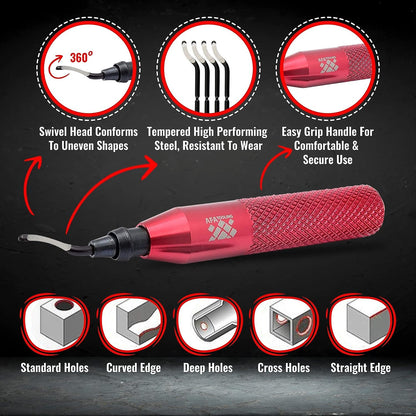 AFA Tooling - Deburring Tool with 30 Extra High Speed Steel Swivel Blades - Works on Metal, Resin, PVC Pipes, Copper, Plastic and 3D Printed Edges - Plumbing & 3D Printing Burr Removal Reamer Tool