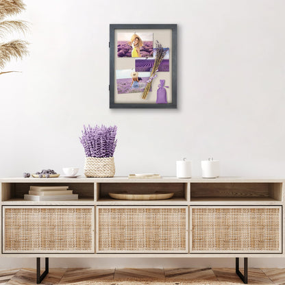 Americanflat Front Opening 11x14 Shadow Box Frame with Shatter-Resistant Glass - Silhouette Collection - Shadow Box Display Case for Tabletop and Wall Display - Black