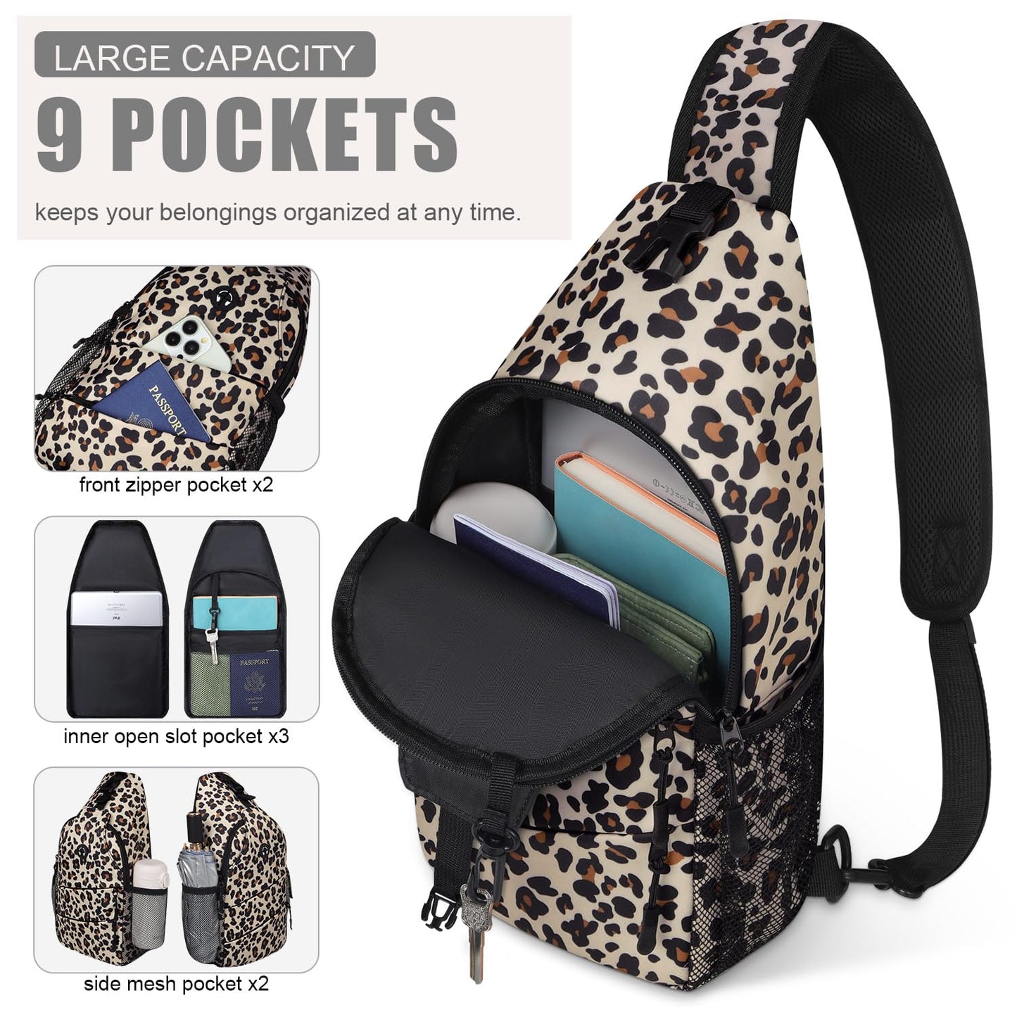 Crossbody Bags for Women Men Trendy Sling Bag Bakpack Casual Chest Bag with Convertible Shoulder Strap