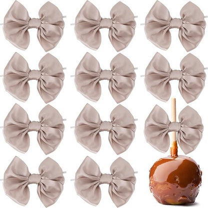 AIMUDI Satin Ribbon Twist Tie Bows - Dusty Rose 3.5" Premade Bows for Treat Bags & Crafts | 24 Count