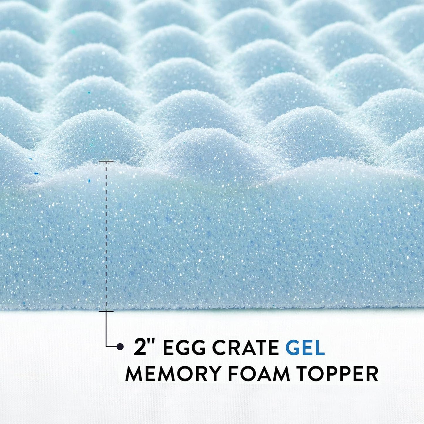 Best Price Mattress 2 Inch Egg Crate Memory Foam, Cooling Gel Infusion Full Mattress Topper, Blue