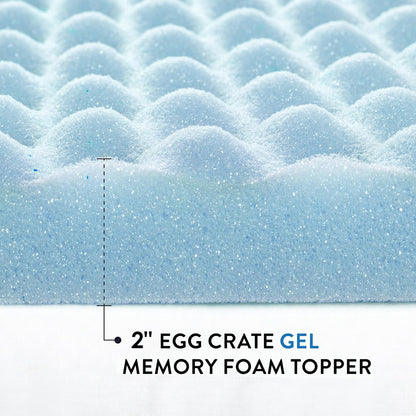 Best Price Mattress 2 Inch Egg Crate Memory Foam, Cooling Gel Infusion Full Mattress Topper, Blue
