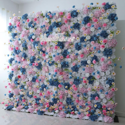 UYCVT Handmade Romantic Large Artificial Flower Wall Backdrop Panels, Wedding Backdrop 3D Floral Wall Fabric Flower Wall for Party Baby Shower Bridal Wedding Background Decor-1m*1m/3.28 * 3.28FT