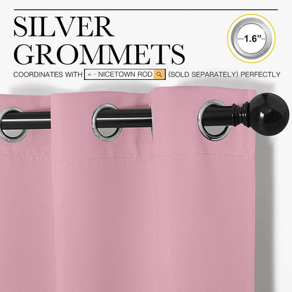 NICETOWN Blackout Curtain Panels - Thermal Insulated Draperies, 34x63 Inches, Crystal Pink (1 Pair)