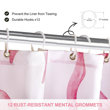 MUGINYU Girls Pink Bow Shower Curtain with Scalloped for Preppy Bathroom Decor,Cute Ruffle Girly Shower Curtains,Coquettecute Chic Aesthetic Shower Curtain Set with Hooks 72x72 Inch
