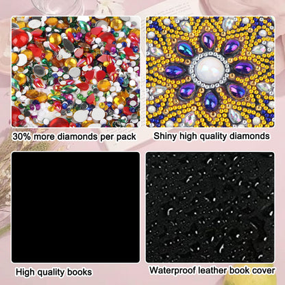 JZHYOAN Diamond Diary Notebook Kits, DIY Diamond Journals Sketchbook for Adults, Owl-peacock Cross-Stitch Art Special Pattern Mosaic Art Memo Notepads for Office, Work, Travel