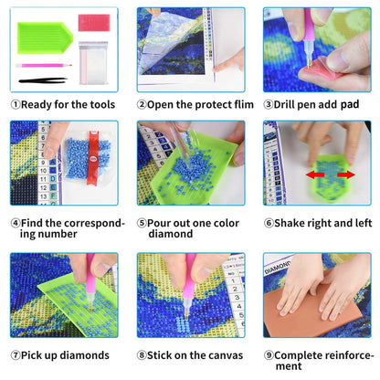 OWAY Full Drill 5D Diamond Painting 20X16 inch, Paint by Number Kits Starry Night Diamond Painting Kits for Home Wall Decor