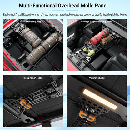 PTYYDS Overhead Molle Panel Compatible with 2021-2025 Ford Bronco 4 Door Roof Reinforcement Cross Bar Overhead Storage Rack Replacement for 2021-2025 Ford Bronco Accessories
