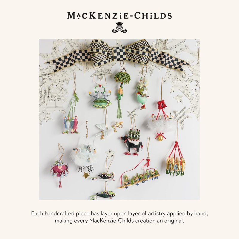 MACKENZIE-CHILDS Patience Brewster 12 Days Christmas Ornament, Decorative Hanging Ornament for Christmas Tree, 8 Maids a-Milking