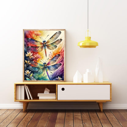 Dragonfly 5D DIY Diamond Painting Kits for Adults, Diamond Art Kits for Beginners, Full Drill Dot Painting Gem Art Kits for Home Wall Decor11.8 x15.7 Inch