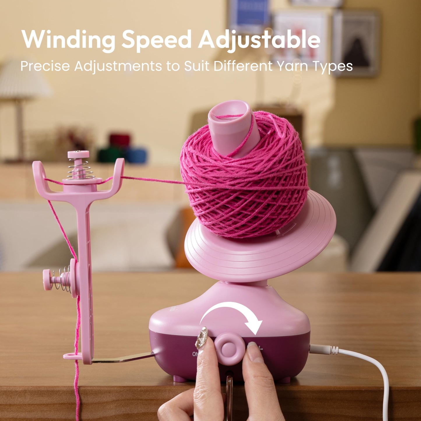 Etcokei Yarn Winder, Electric Yarn Ball Winder for Crocheting, Compact Yarn Cake Winder Strong Tension Stepless Speed Automatic Yarn Spinner, Thoughtful Gifts for Knitting Lovers(Purple)