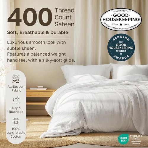 California Design Den Full Size Bed Sheet Set - 100% Cotton, 400 Thread Count, Silky Smooth Sateen, Deep Pockets - Sky Blue