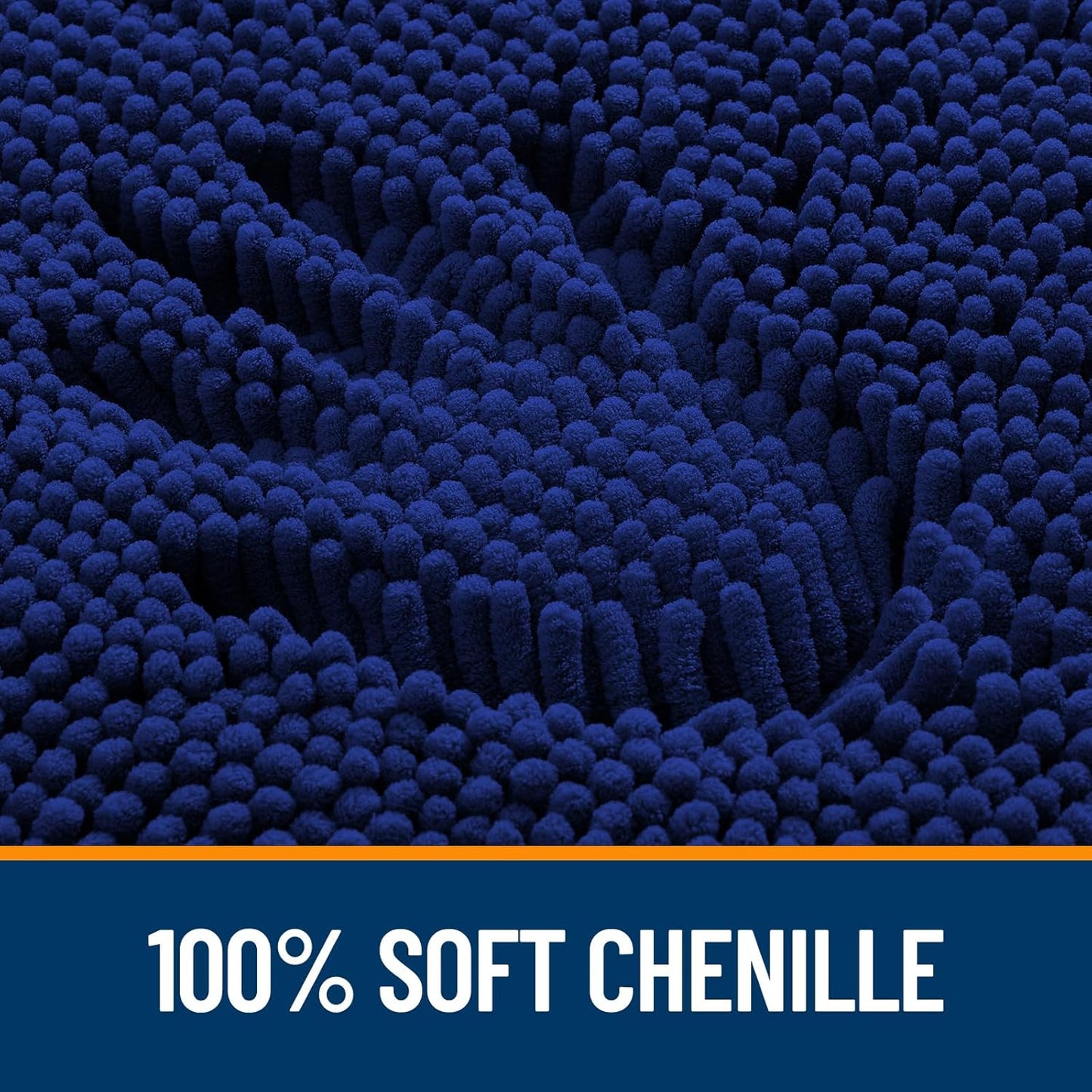 OLANLY Bath Rugs - Extra Soft Chenille, Quick-Dry Rubber Backing, Machine Washable | 32x20 Navy
