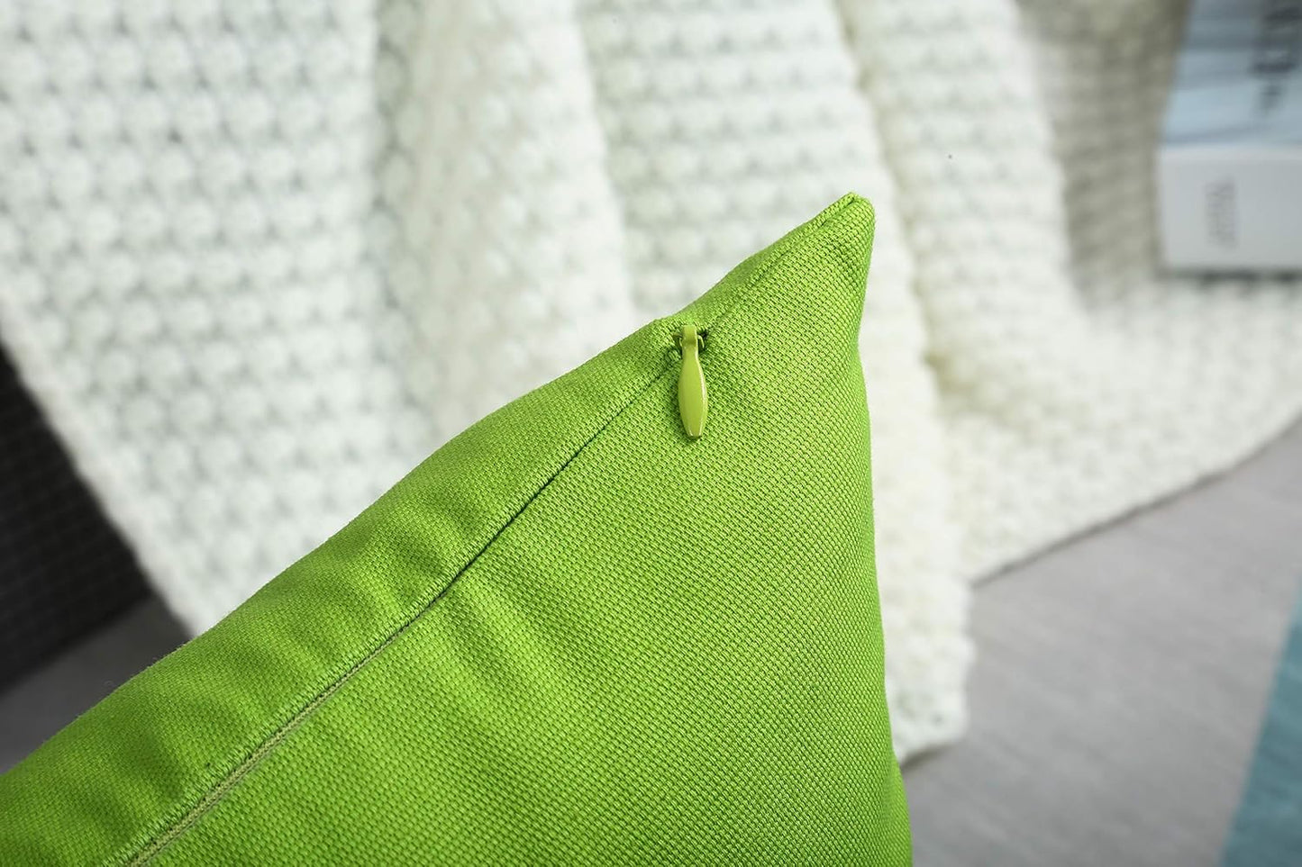 Handmade Decorative Solid 100% Cotton Canvas Throw Pillow Covers, 20"x20", Apple Green - TangDepot