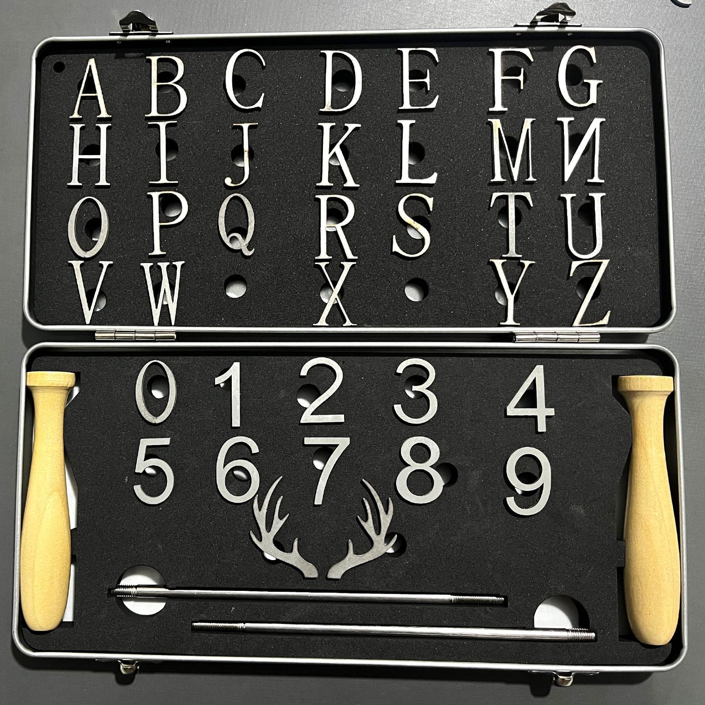 ZAGEVIVIN 38 Pcs Mini 1" Branding Iron for Wood Leather Hats- Personalized Wood Burning, Leather Crafting & Food Marking for DIY BBQ， Witchcraft Supplies(38PCS Number/Alphabet/Antlers Set)