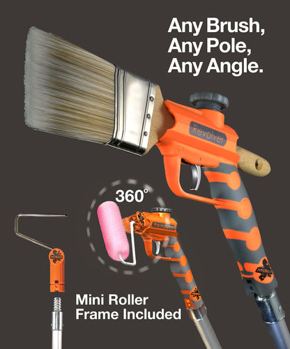 McCauley Tools Revolver- Heavy Duty, Long Handle Paint Brush Extender and Roller Holder, Paint Edger Tool for High Ceilings, Corner Painting Tool Compatible with All Threaded and Locking Poles