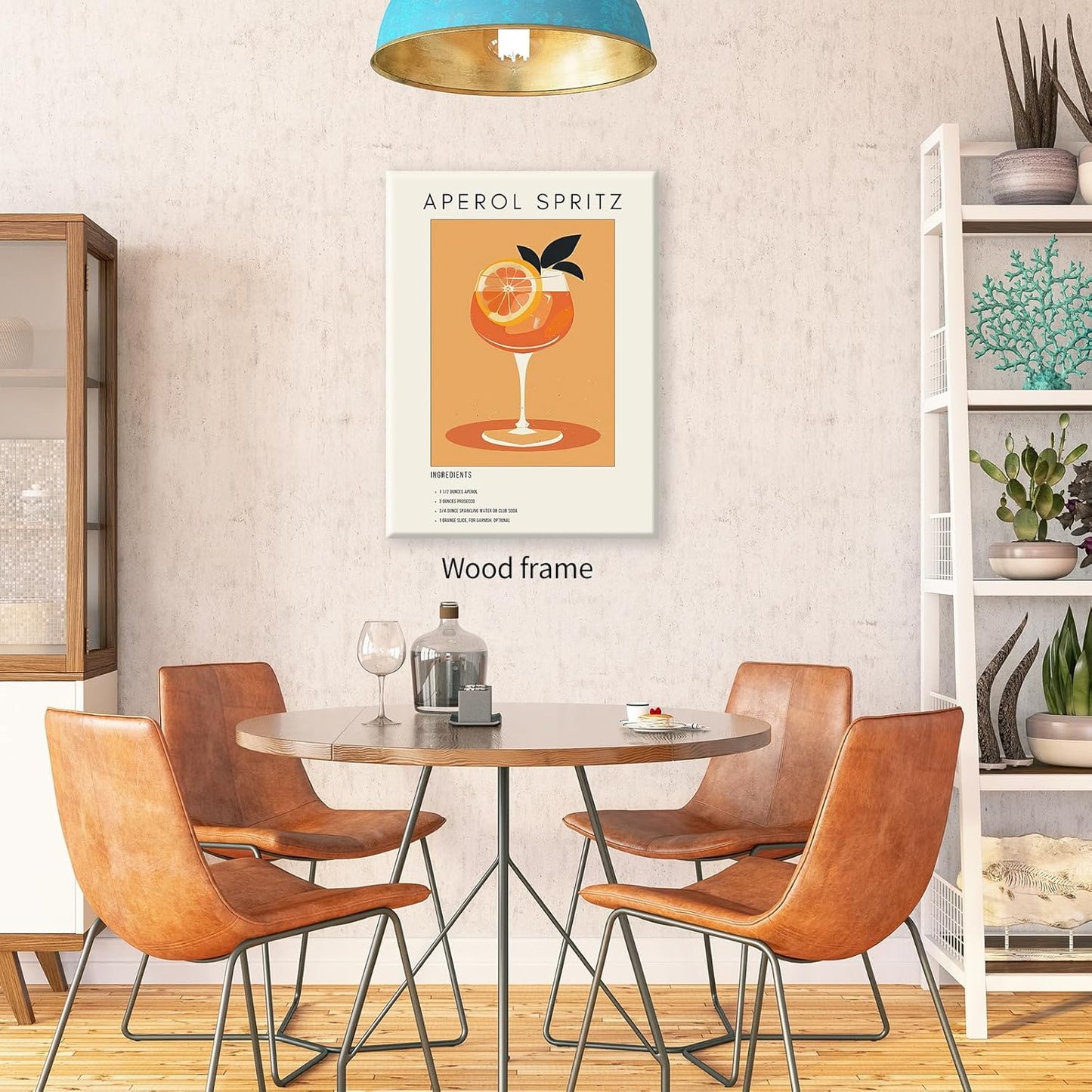 Heltrappe 08x10 inch Funky Orange Aperol Spritz Aesthetic Poster Modern Trendy Cocktail Alcohol Wall Art Framed Bar