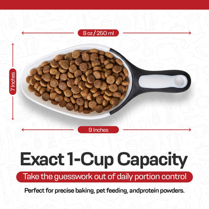 Rockland Guard 1-Cup Multipurpose Scoops (3-Pack) – Flexible Funnel Tip for Spill-Free Pours – Heavy-Duty Ice Scoop for Freezer & Ice Machine – Dog Food Scoop & Flour Scoop for Canisters