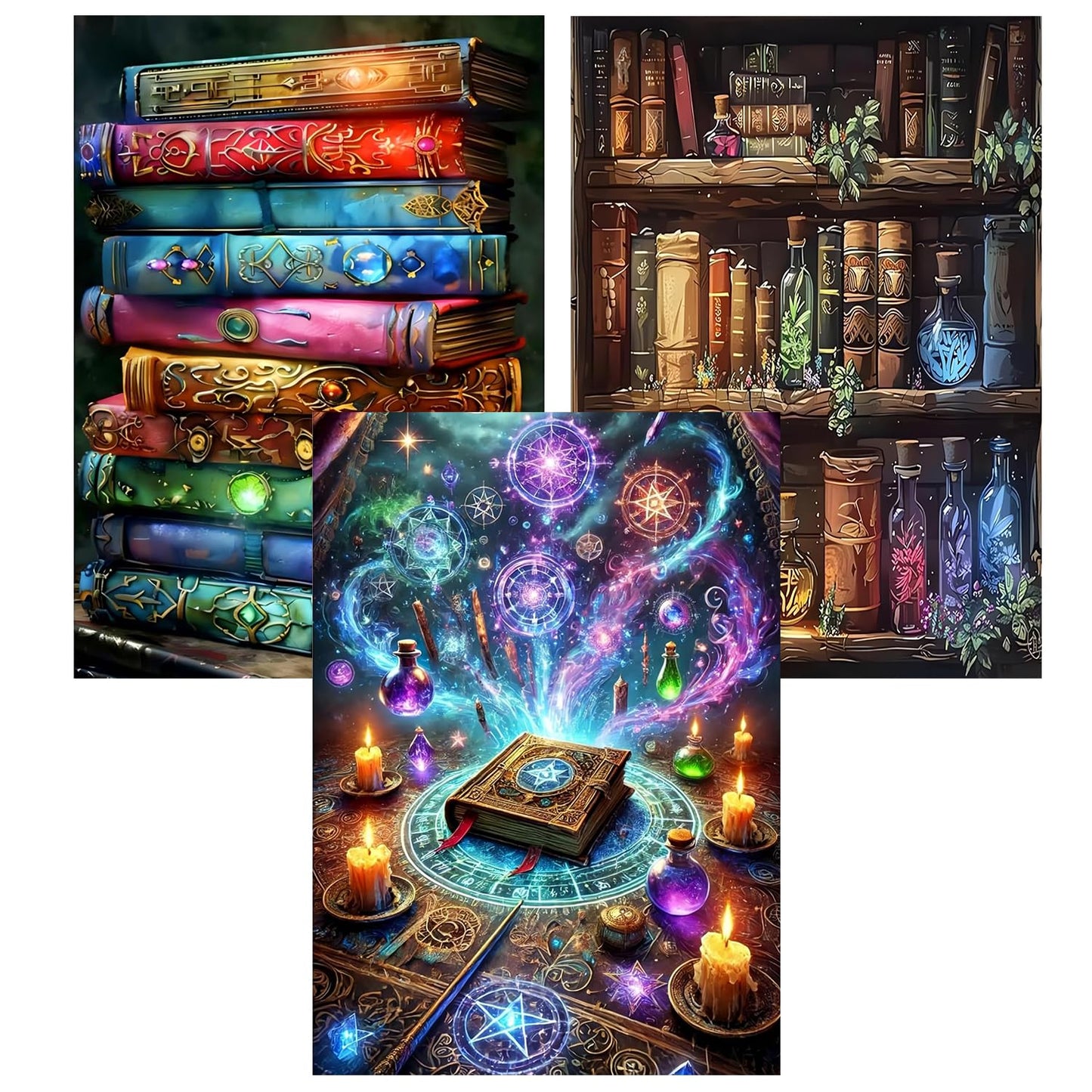 DAZZLEDOTS Diamond Art Kits for Adults 3 Pack Book Diamond Painting 5D Magic Diamond Art Kits for Beginners DIY Full Drill Paint by Diamonds Dot Gem Art for Home Wall Decor 12 x 16Inch