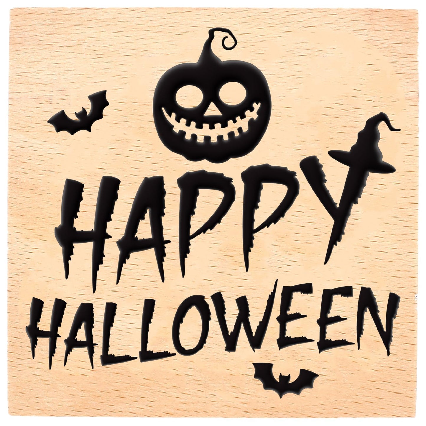 CRASPIRE 3 Inch Halloween Wooden Rubber Stamps Wood Stamp Reusable Word Seals Decorative Journaling Invitation Seals for Scrapbooking Journal Party Card Making DIY Letter Craft