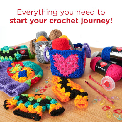 Red Heart Super Saver Super Yarn Crochet Kit with Accessories for Crochet & Knitting & Amigurumi Projects