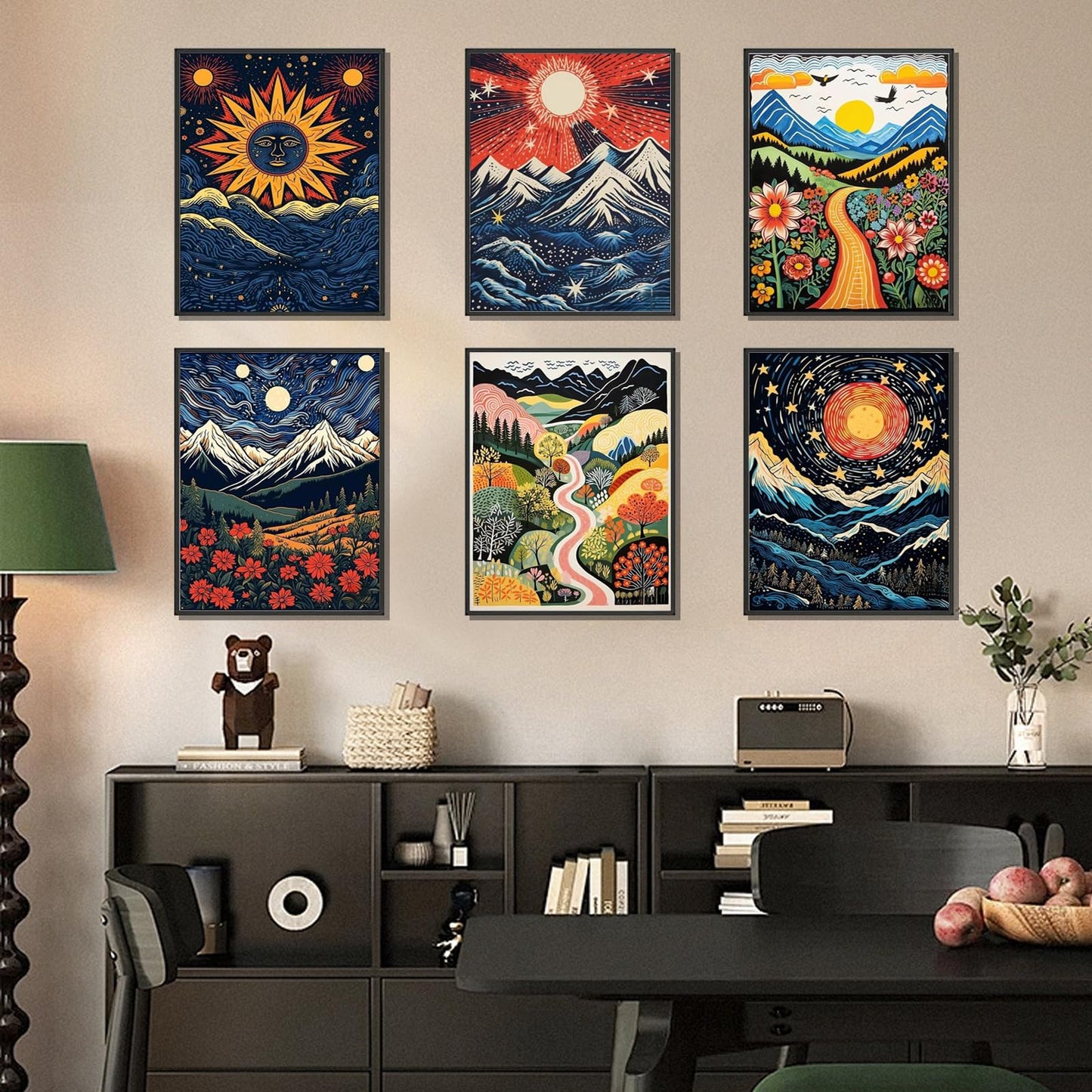 DOTSOPS Diamond Painting Kits Art Adults Painting Kit Crafts DIY 5D Diamond Art Packs Kits Full for Adults Beginner Home Wall Decoration Gift 11.8x15.7 Inches (6 Pack Landscape Abstract)