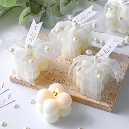 Nuanchu 30 Sets Bridal Shower Favors White 1.6" Mini Bubble Candles Wedding Favors Gifts for Guests Aesthetic Bubble Candles Baby Shower Favor with Thank You Card Ribbon for DIY Baptism Gift