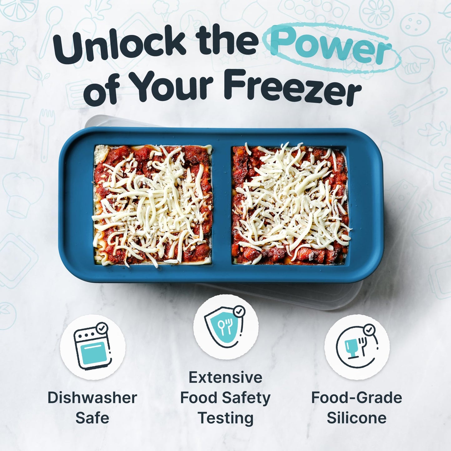 Souper Cubes 2 Cup Silicone Freezer Tray with Lid, Perfect for Storing Lasagna, Leftovers, Sauces, Portioned Meals and More, Silicone Freezer Mold for Meal Prepping - Blueberry - 1-Pack