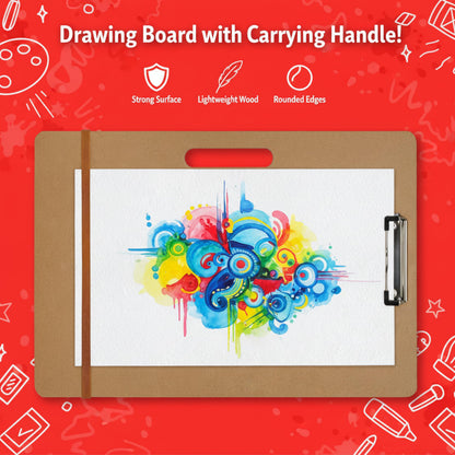 Artlicious Drawing Board - 13 x 17 Sketch Boards with Handle for Drafting Art - Portable Wooden Clipboard for Class or Studio Fit in Artists Tote
