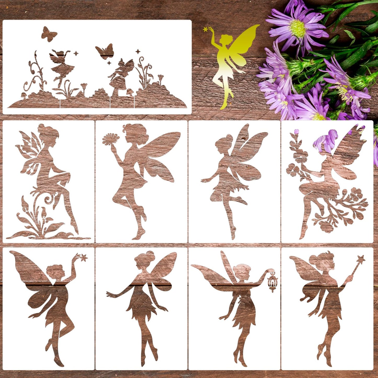 Fairy Stencils for Crafts Reusable Paint Stencil DIY Crafts Stencils for Painting on Wood Fabric Card T-Shirt