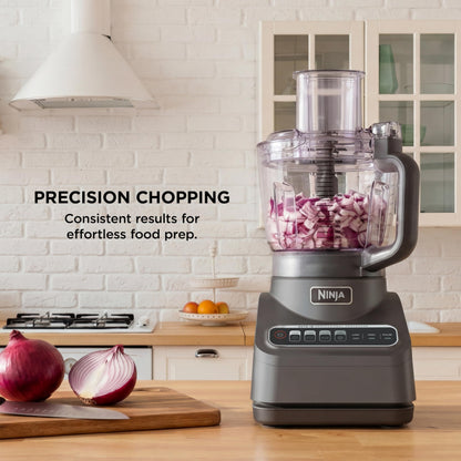 Ninja Food Processor, Professional Plus, 1000 Peak Watts, 4 Functions for Chopping, Slicing, Purees & Dough with 9-Cup Processor Bowl, 3 Blades, Food Chute & Pusher, Silver, BN601