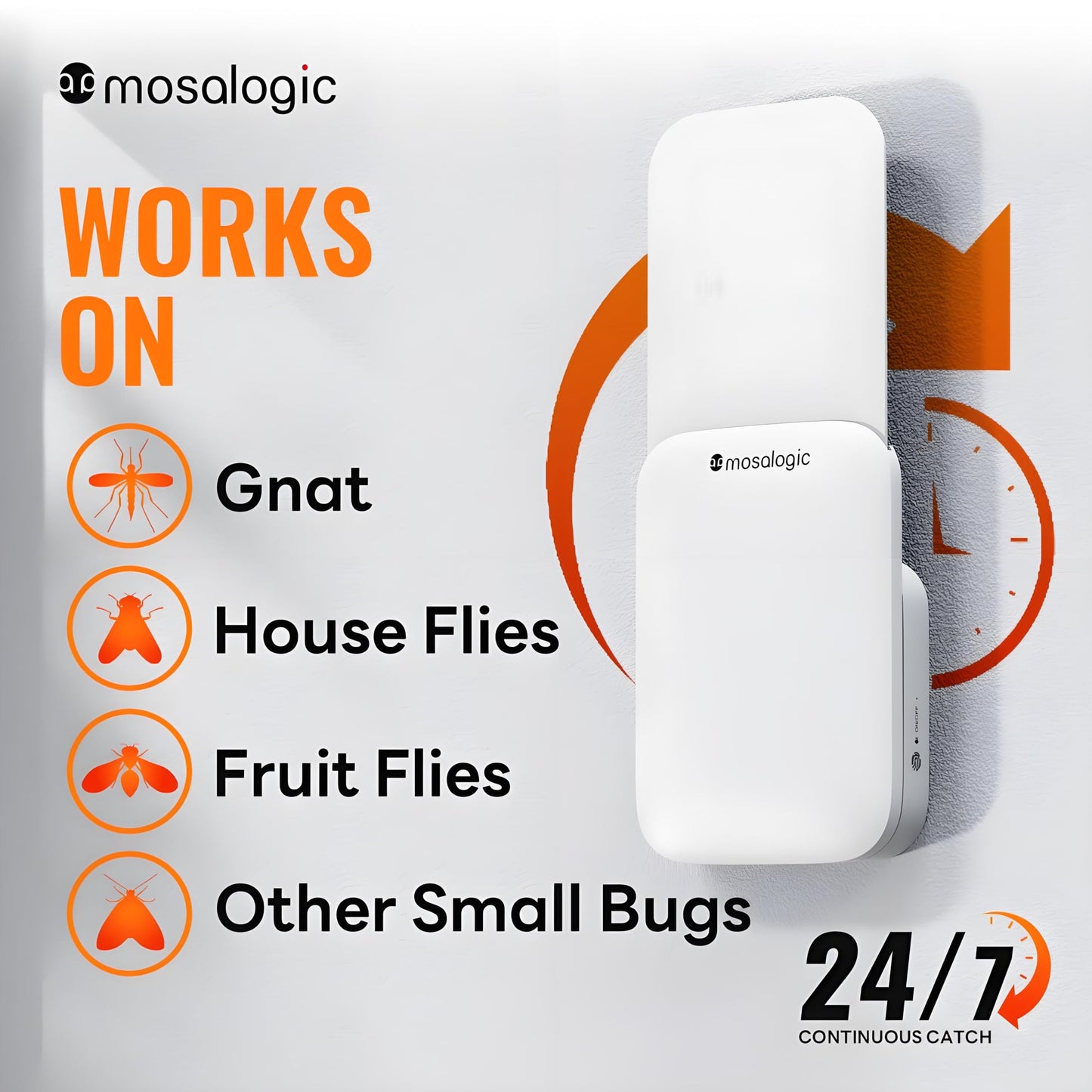 Mosalogic Fruit Fly Traps for Indoors Gnat Trap for House Indoor-600 Sqft Protection Area UV Fly Insect Trapper for Fruit Flies，Gnat，Mosquito，and Other Flying Insect Plug in Bug Killer White