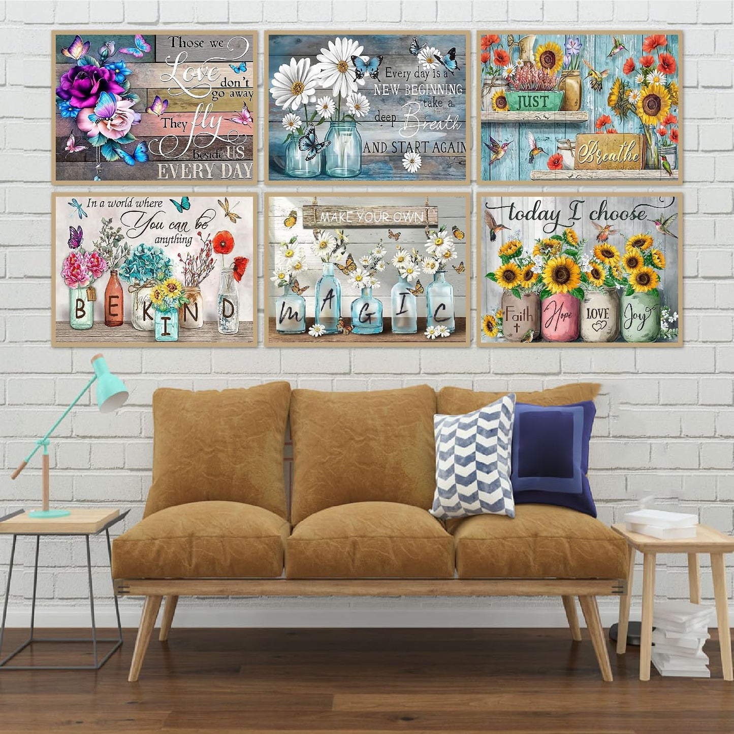 tigdtiu 6 Pack Inspirational Diamond Painting Kits for Adults-5D Diamond Art Kits for Adults Beginner, DIY Flower Full Drill Diamond Dots with Diamonds Picture Gem Art Crafts for Adult Decor 16x12 in