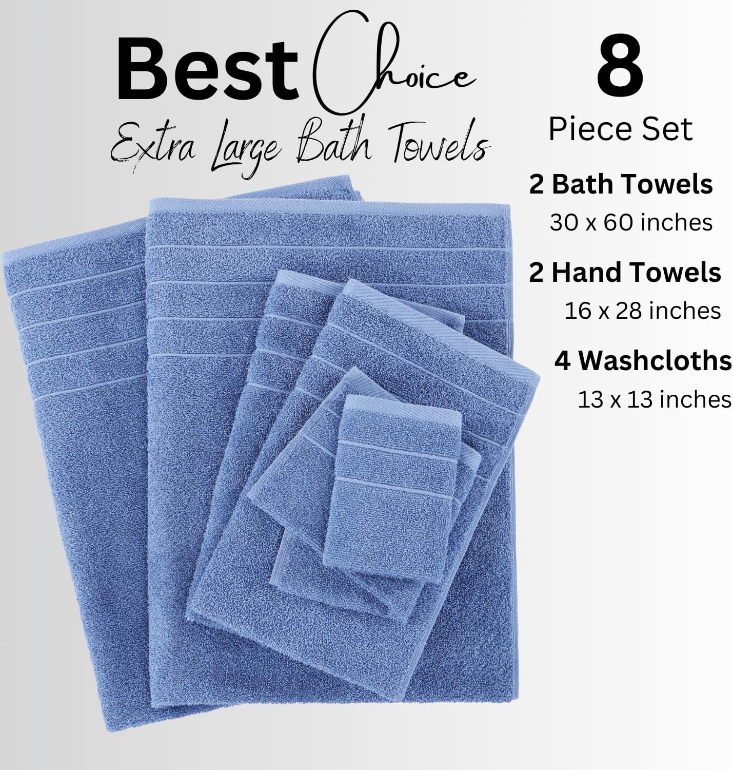 8 Set 2 4 2 3 Casa Platino Cotton Bath Towel Piece - Super Soft, Quick Dry & Absorbent - Bath, Washcloths, Hand Towels